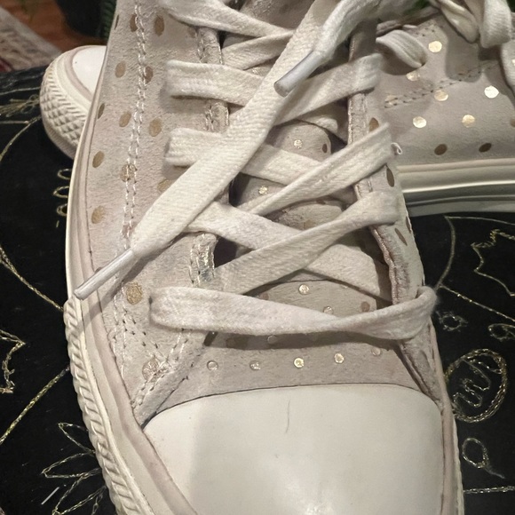 Converse All Star 8 Grey Suede Gold Polka Dots Chuck Taylors - Picture 3 of 9